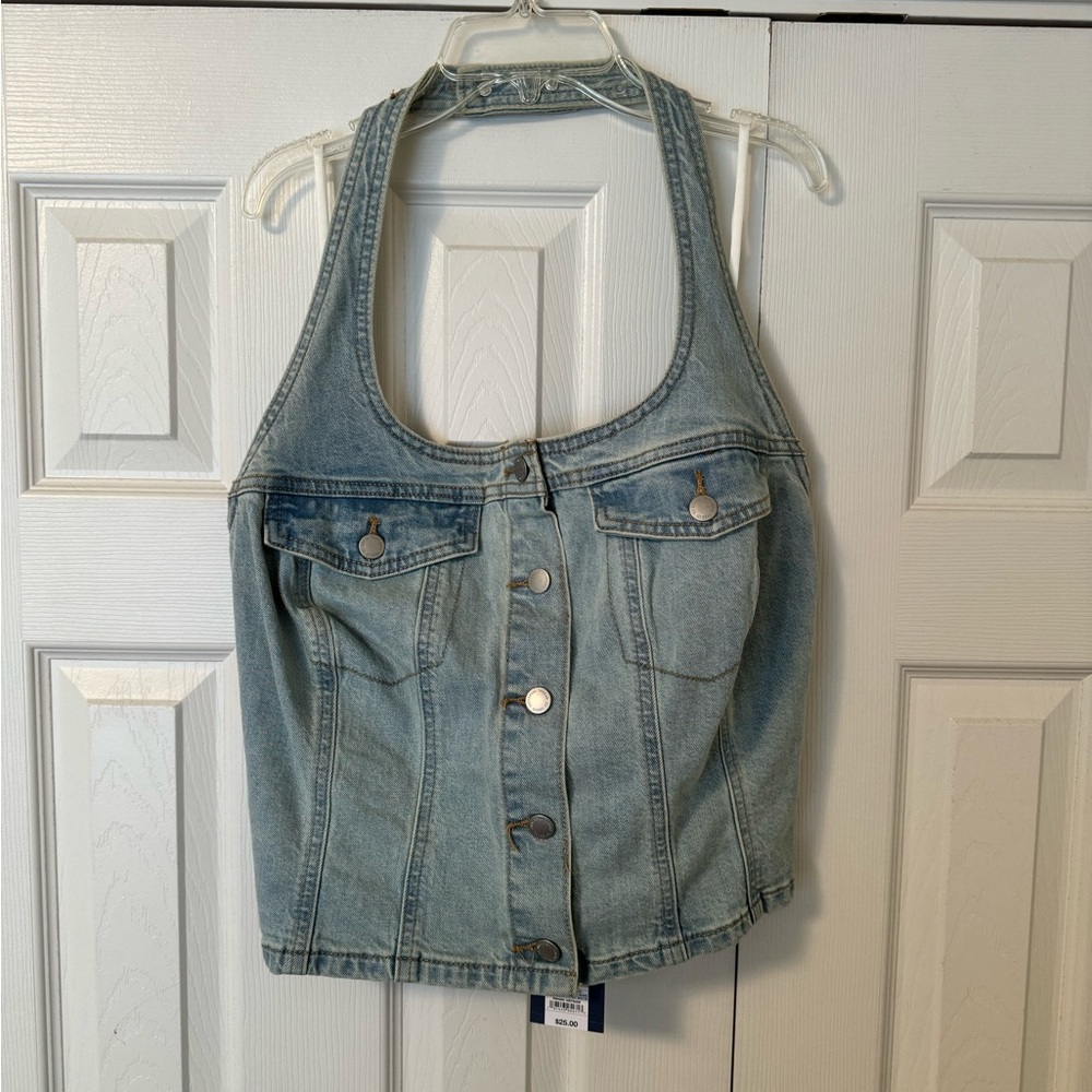 Universal Thread Light Blue Denim Crop Top